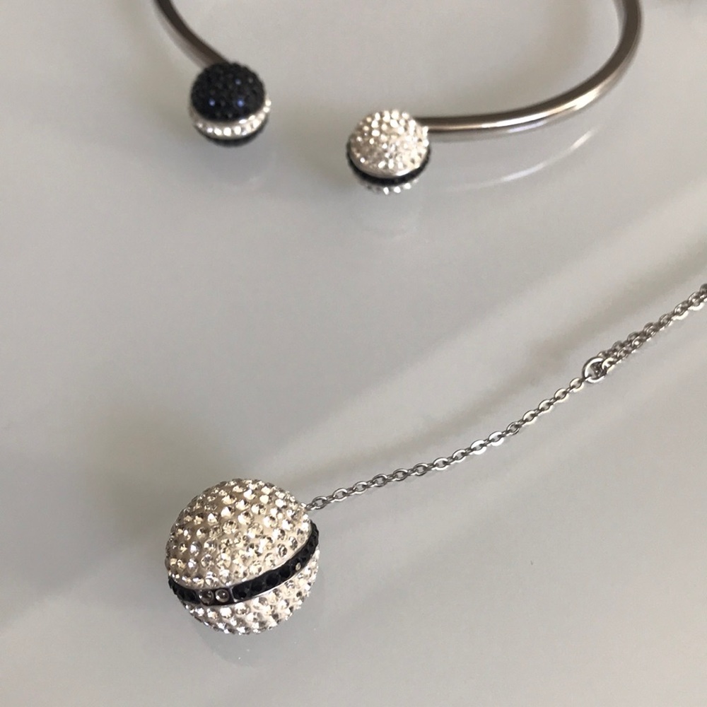 Authentic Silver Abs Black Crystals Swarovski Set - image 4